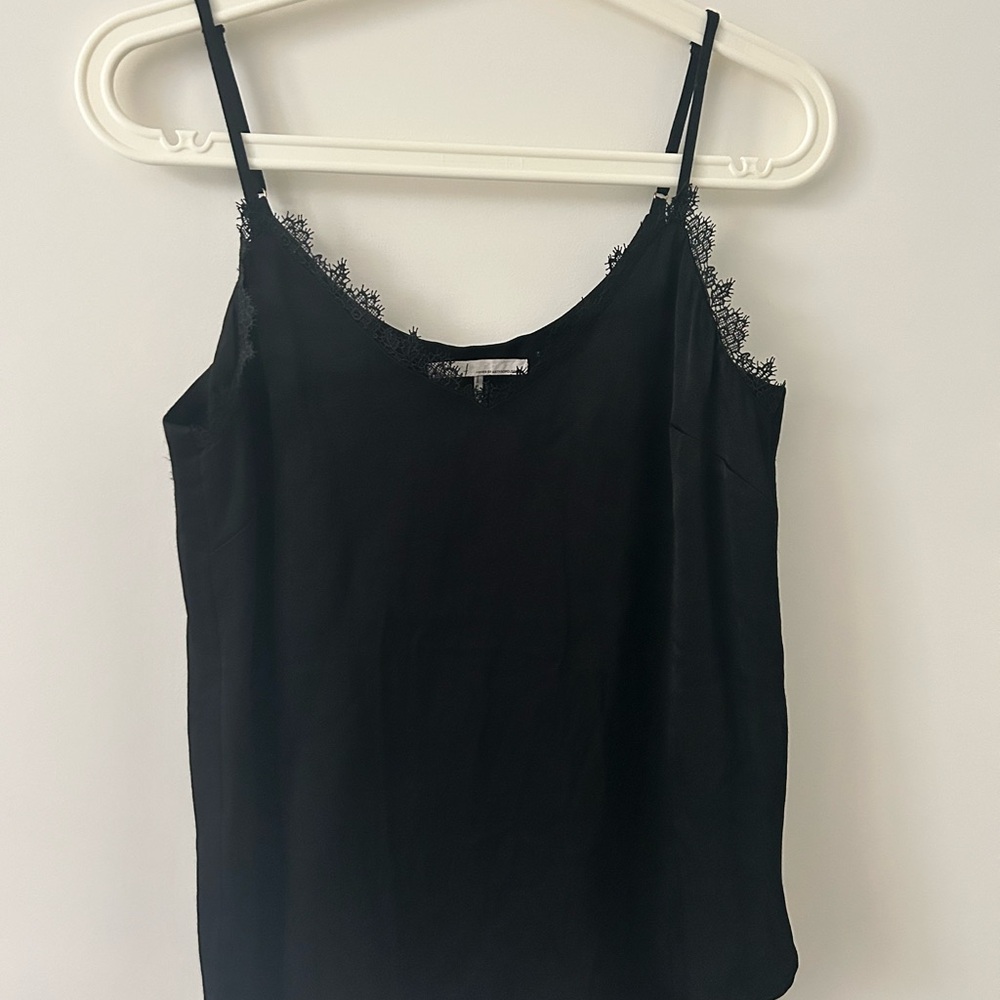 Anthropologie Black Lace Trim Cami Top